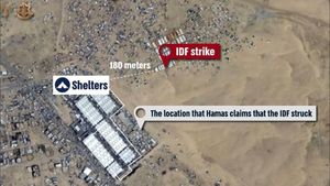 以色列军方显示距离拉法撤离营地1.7公里的袭击地点地图