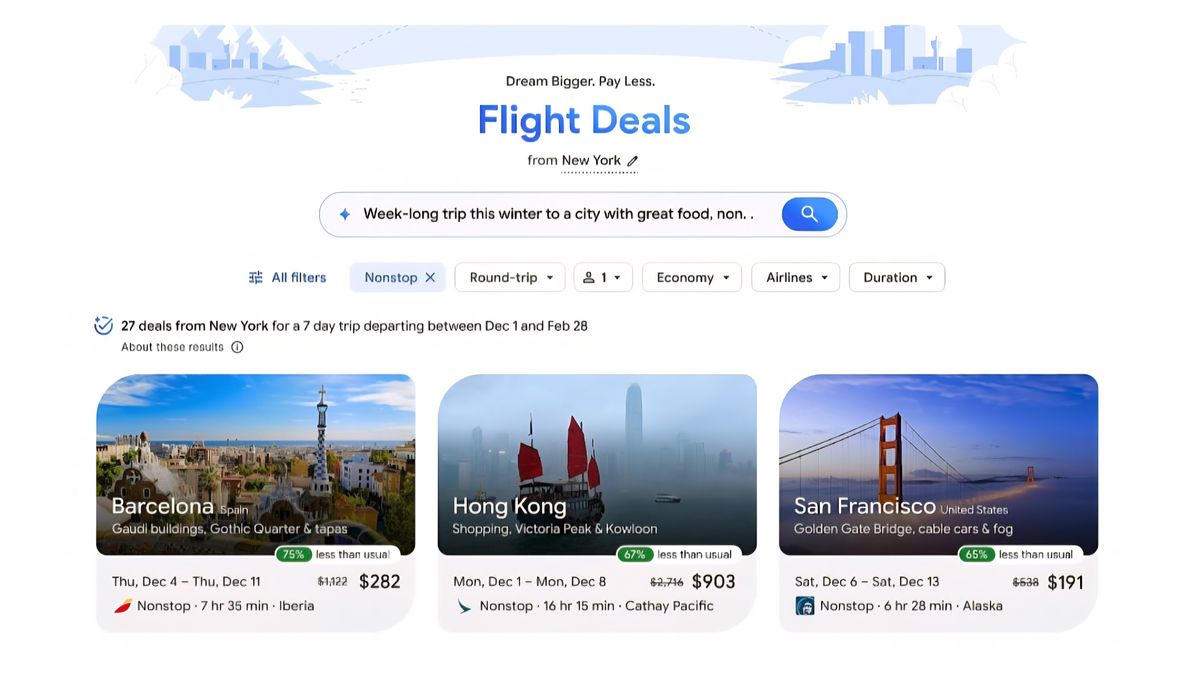 Google Luncurkan Flight Deals, Fitur AI untuk Cari Tiket Pesawat yang Lebih Murah