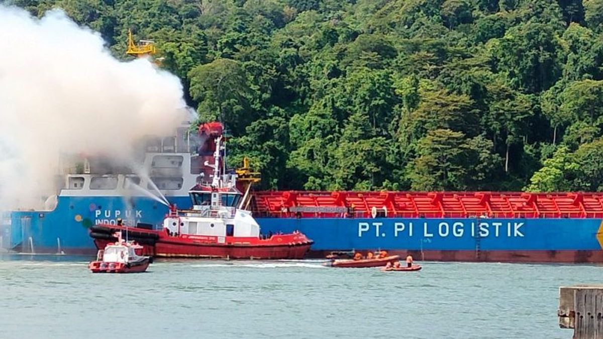 A Cargo Ship Transporting Natural Fertilizer Fires In Cilacap