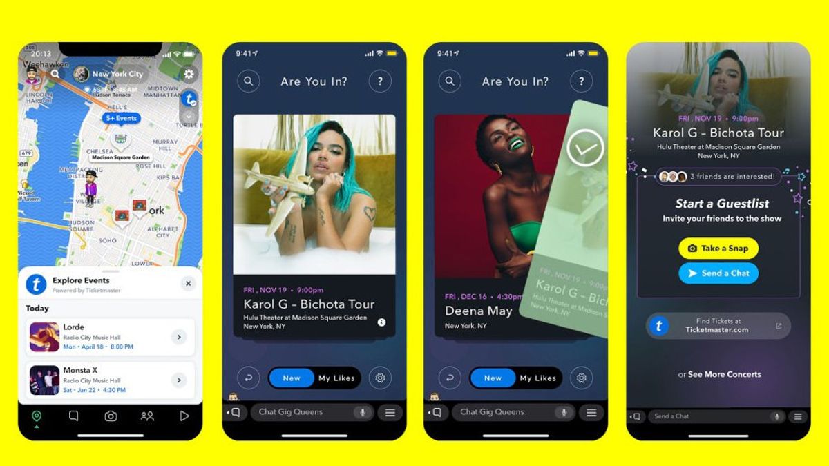 Snapchat Mudahkan Pengguna untuk Temukan Konser dan Beli Tiket di Aplikasi