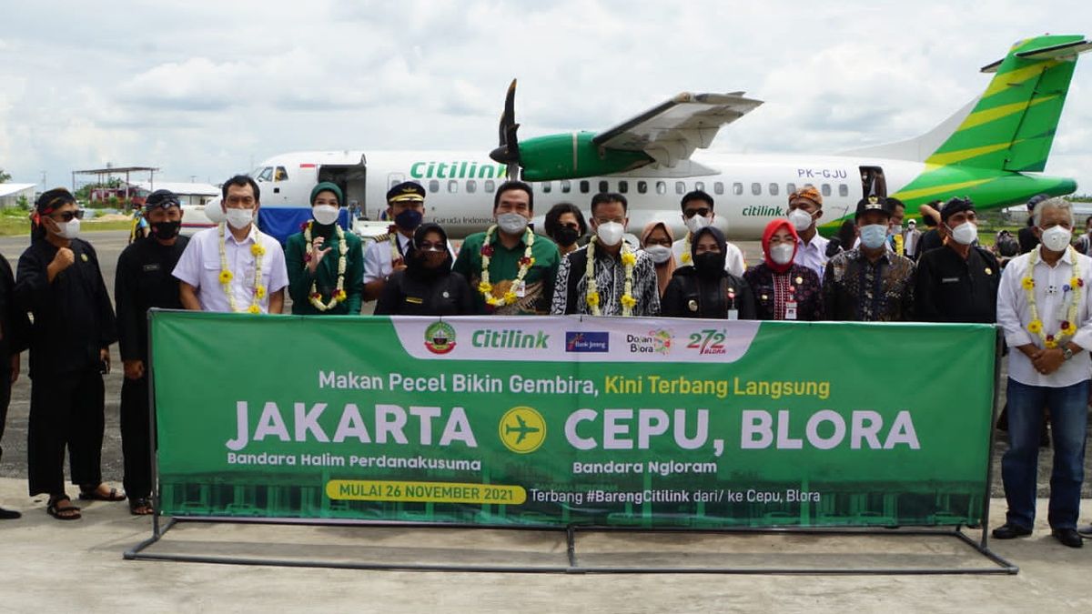 Roda Citilink Mendarat Mulus di Bandara Ngloram, Penanda Dimulainya Jalur Udara Jakarta-Blora