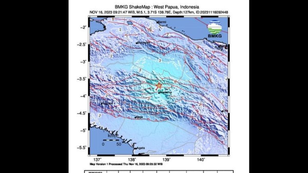 Earthquake Papua Mountains, Magnitude 5.1