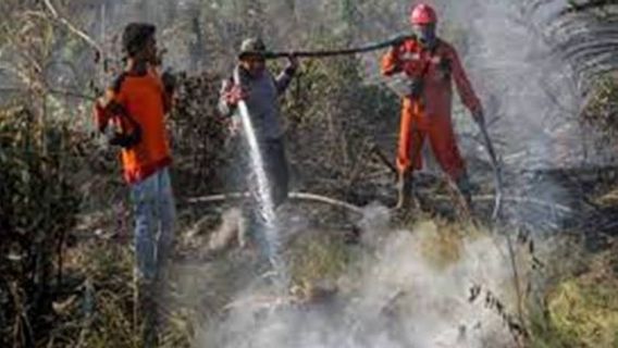 マンガラ・アグニ・カンパール・チームが2ヘクタールの焼けた土地を消火