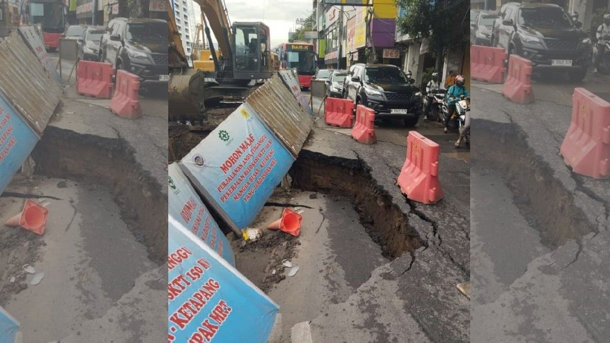 The Road At The West Jakarta Olimo Collapses, 3 Transjakarta Routes Are Forced To Be Diverted