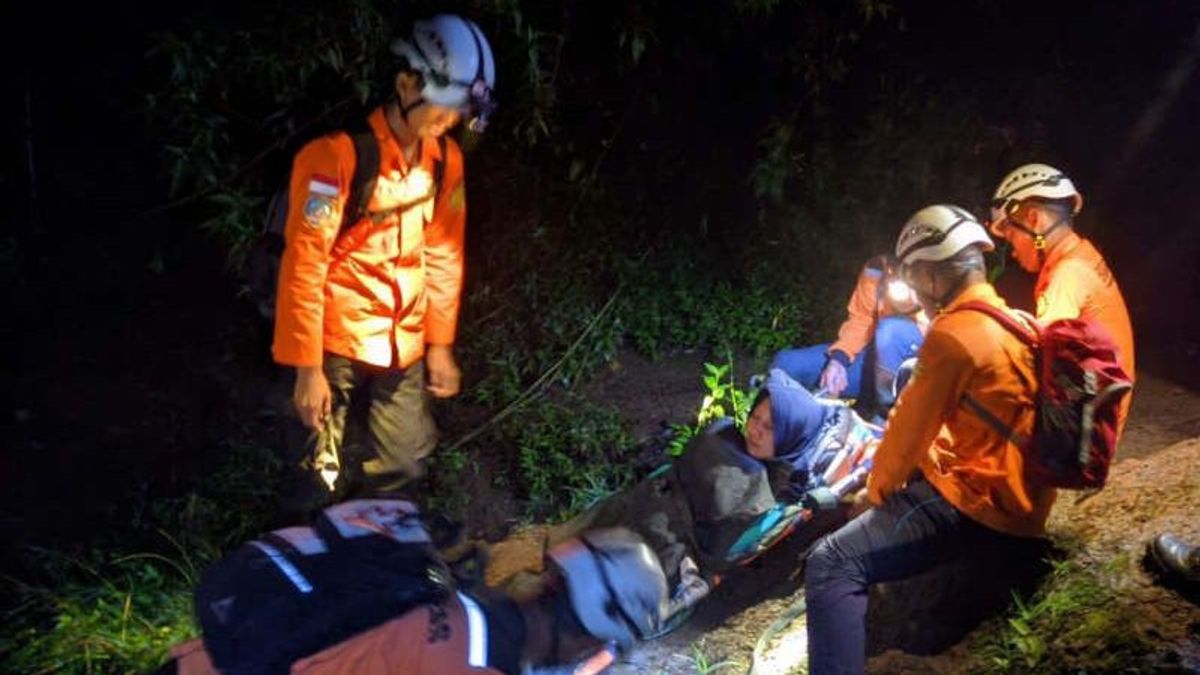 Slipping While Being At An Altitude Of 2,300 Above Sea Level, East Jakarta Residents Who Climbed Mount Sindoro Were Evacuated By The SAR Team