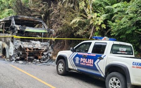 Diduga Arus Pendek, Bus Rute Medan-Jakarta Terbakar di Jalan Lintas Bukittinggi