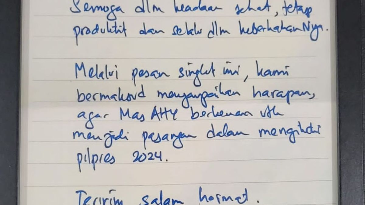 Democrats Share Anies Baswedan's Handwritten Letter: Mas AHY...