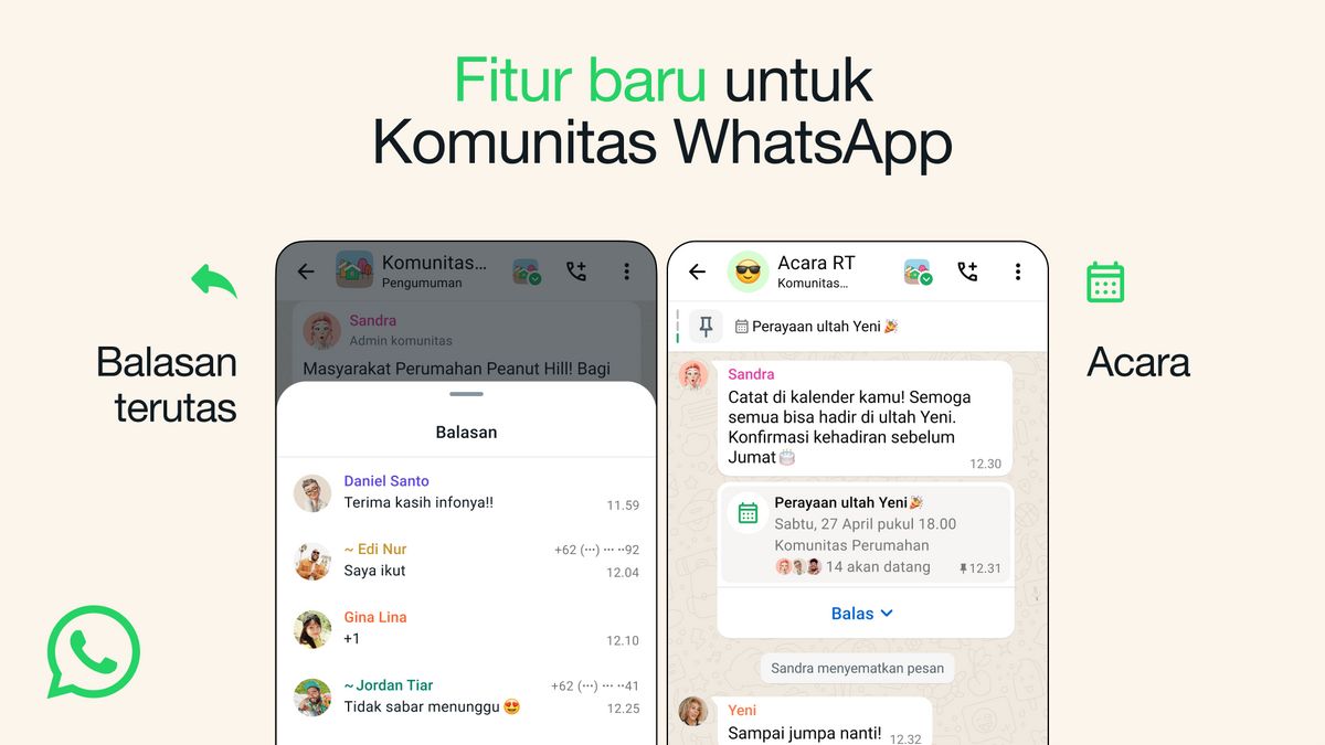 Pengguna WhatsApp Kini Bisa Membuat dan Menjadwalkan Acara di Komunitas