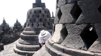 Borobudur, Pawon And Mendut Temples Are Overwhelmed By Light Ash Rain From Mount Merapi