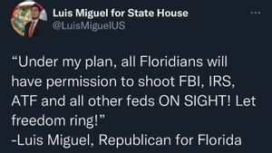 Akun Twitter Kandidat Partai Republik Luis Miguel Ditangguhkan karena Cuitan Ancaman kepada FBI