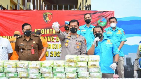 Lampung Police Destroyed Tens Of Kilograms Of Narcotics