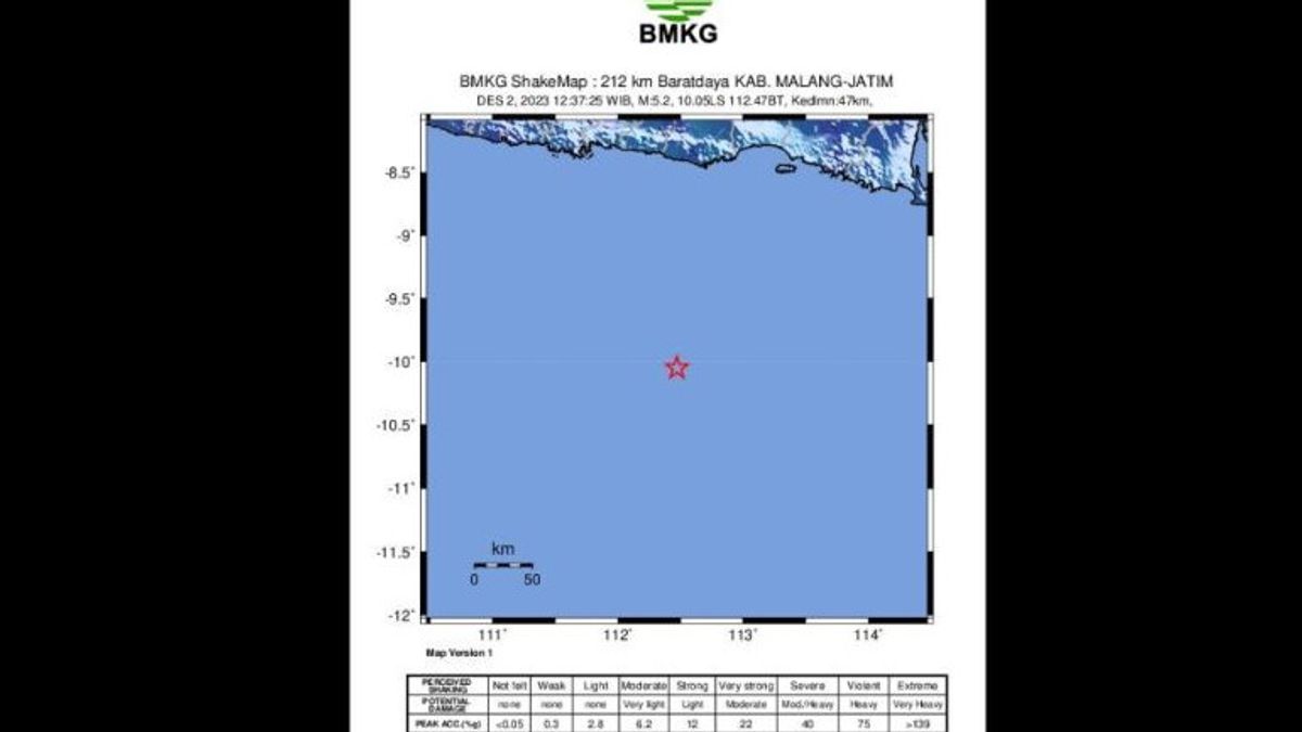 Le tremblement de terre Malang, subduction de la plaque indo-australienne déclenche le tremblement de terre M 5,2 dans l’océan Indien