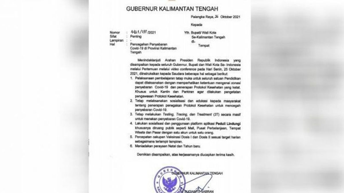 Le Gouverneur Du Kalimantan Central Publie Une Lettre Circulaire Pour éliminer Les Célébrations De Noël, Secrétaire Régional: Ne Pas Mal Interpréter