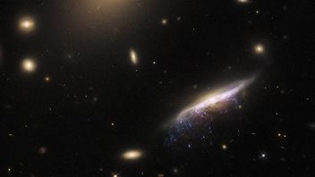 ハッブル望遠鏡は星形成ガスのプルームに覆われた体を持つ埋葬銀河を捕獲する