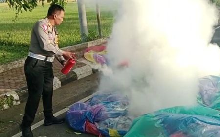 Polres Trenggalek Sita Ratusan Balon Udara Jelang Lebaran Ketupat