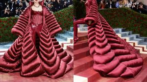 Melirik Gaya Glamor Gigi Hadid dengan Gaun Burgundy Mewah Versace di Met Gala 2022
