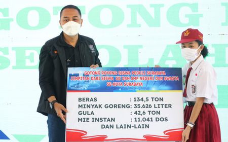 Pelajar SD-SMP Surabaya Beri Bantuan ke Anak yang Kehilangan Ortu karena COVID-19, Beras 134 Ton hingga Uang Rp1 Miliar