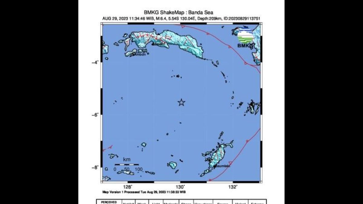 Gempa M 6,4 Terjadi di Laut Banda