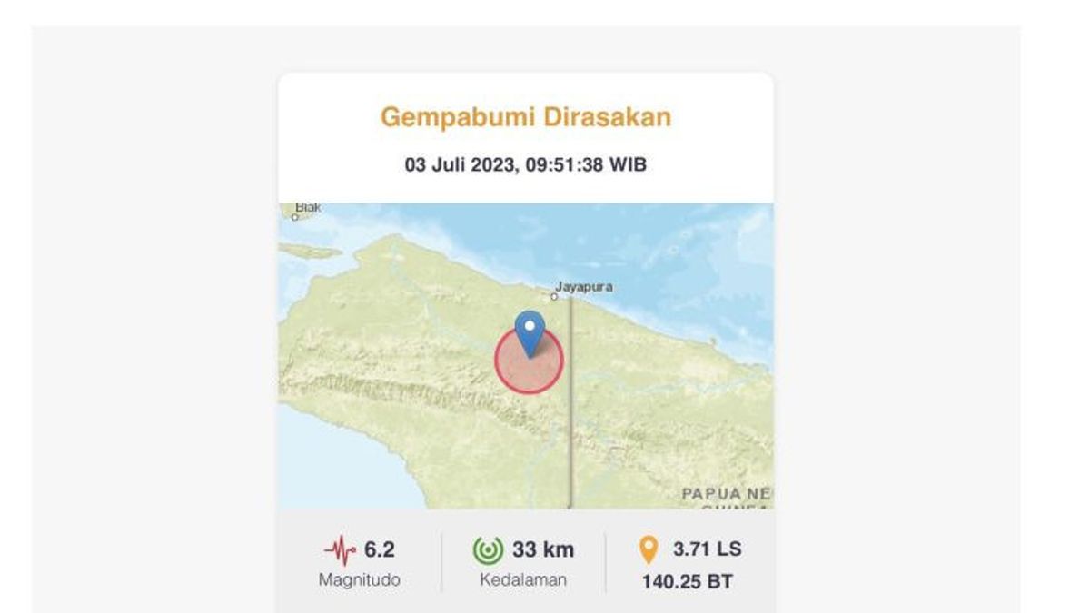 Gempa Keerom Papua, Magnitudo 6,2