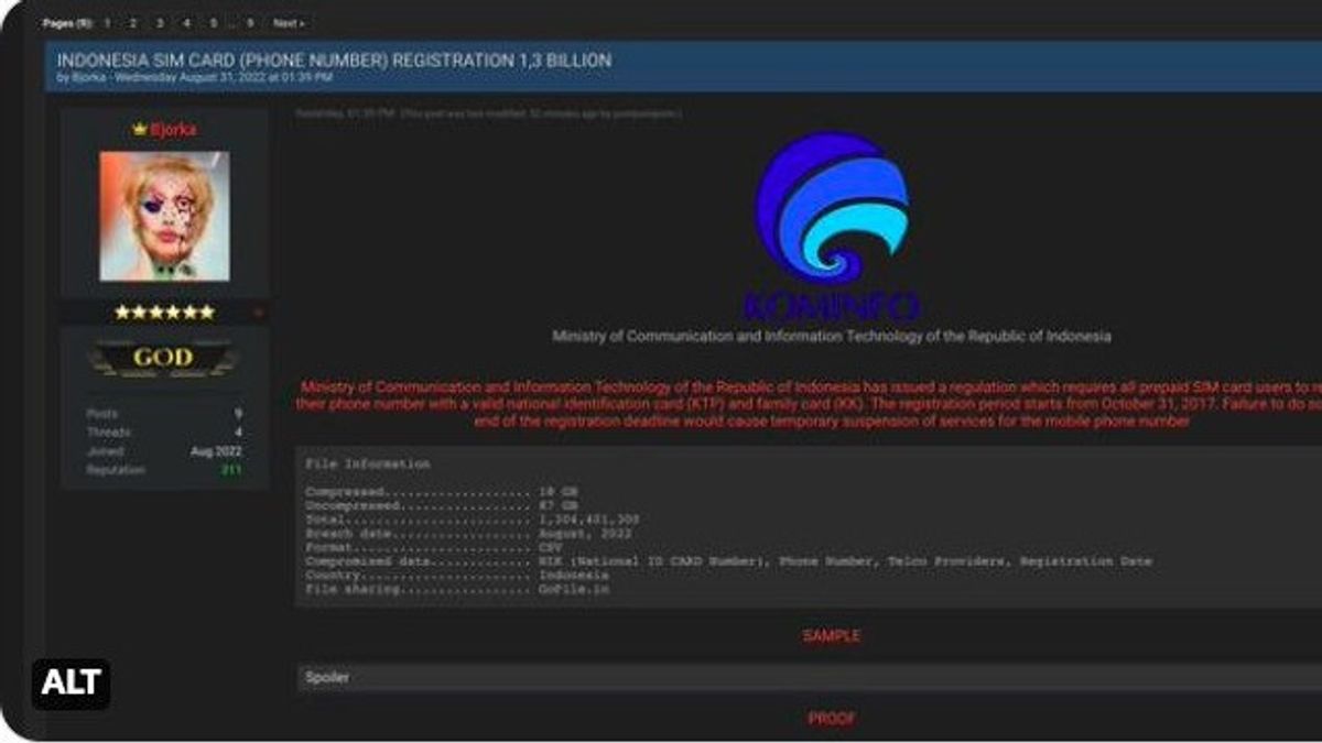Kominfo Tak Mau Disalahkan Terkait Kebocoran 1,3 Miliar Data SIM Card dalam Memori Hari Ini, 3 September 2022