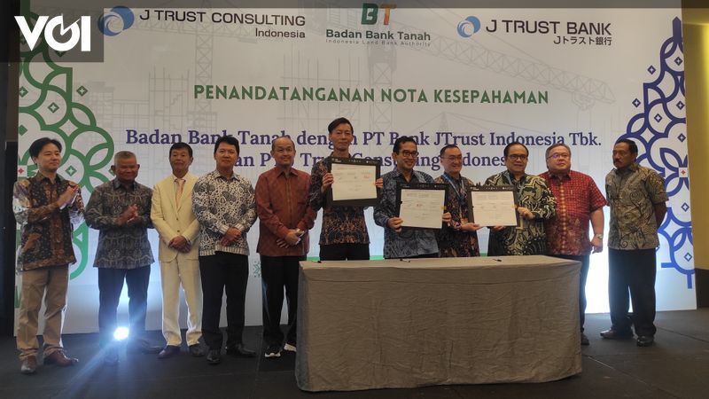 Badan Bank Tanah menandatangani nota kesepahaman dengan J Trust Bank dan J Trust Consulting Indonesia