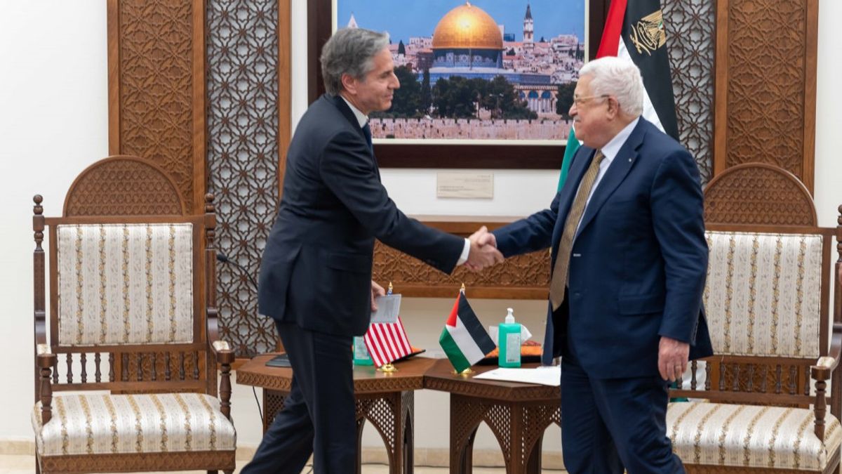 会见巴勒斯坦总统，美国国务卿布林肯确认两国方案，反对扩大非法定居点