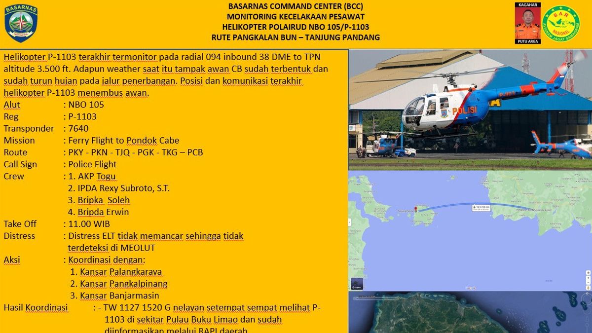 البحث عن ضحايا طائرة هليكوبتر من طراز P-1103 التابعة للشرطة مقيد بسوء الأحوال الجوية