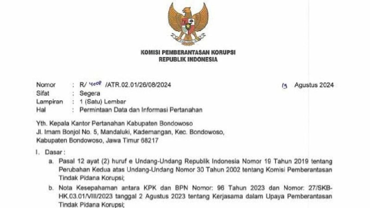 Lettre de déclaration virale du régent de Situbondo suspect, KPK: Attendez juste