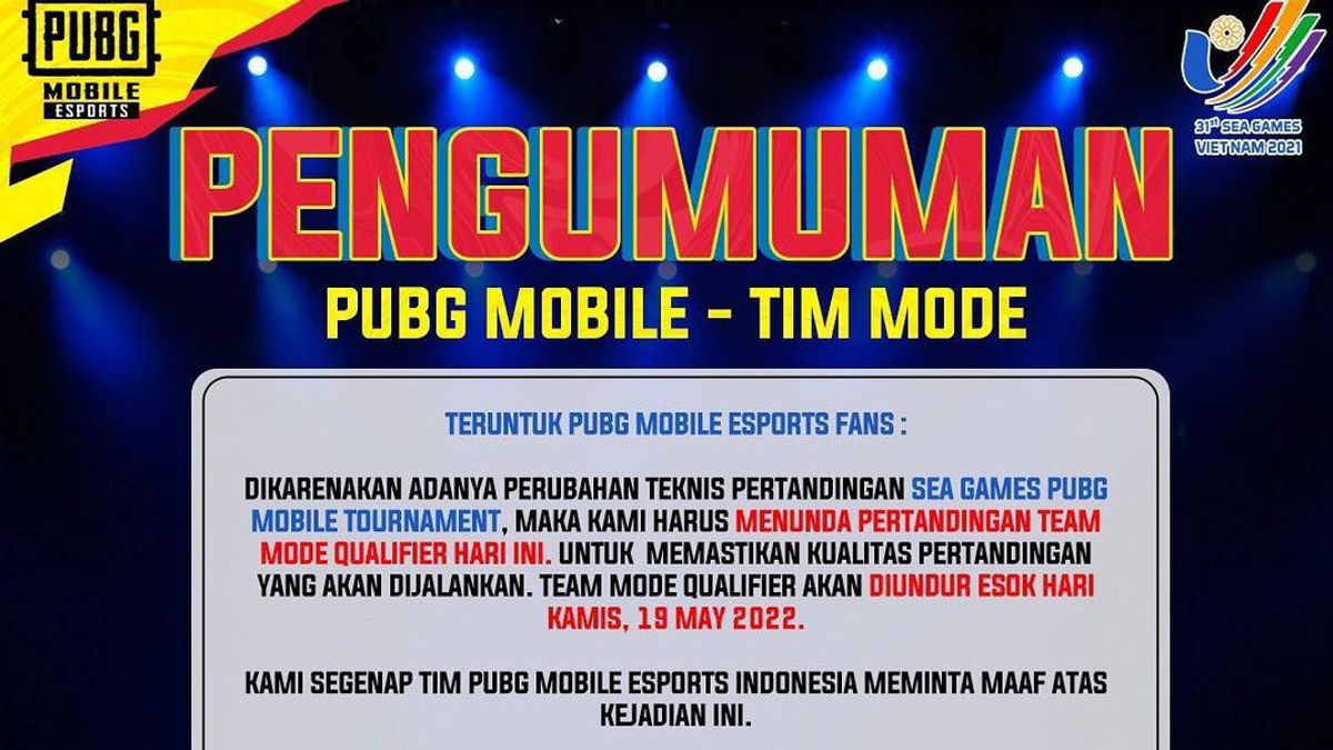 Ada Kesalahan Teknis, Babak Qualifier PUBG Mobile Kategori Tim di SEA Games 2021 Ditunda