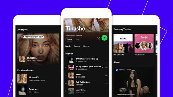 Spotifyアーティストプロフィールデザインのアップデート、アプリで直接チケットと商品を購入できます