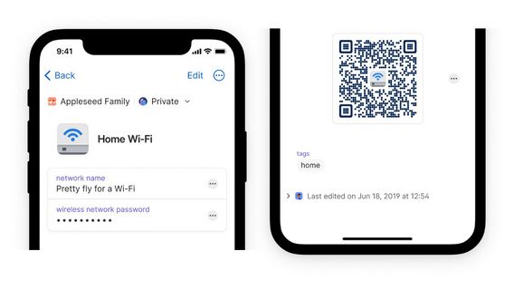 1Password 使用QR码共享 Wi-Fi 密码