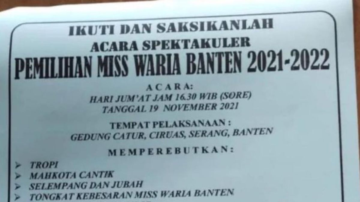 Beredar Selebaran Miss Waria Banten 2021-2022, Dua Orang Sudah Dimintai Keterangan