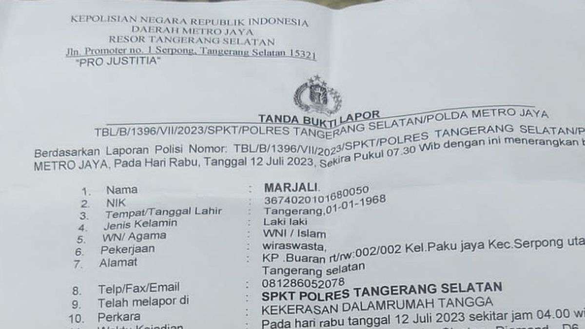 Wanita Hamil 2 Bulan yang Dianiaya Suaminya di Perum Serpong Park Akhirnya Lapor ke Polres Tangsel 