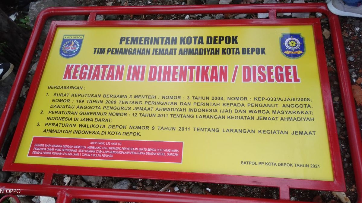 Didatangi Puluhan Anggota dari TNI, Polri dan Satpol PP, Masjid Ahmadiyah Sawangan Depok Kembali Disegel 