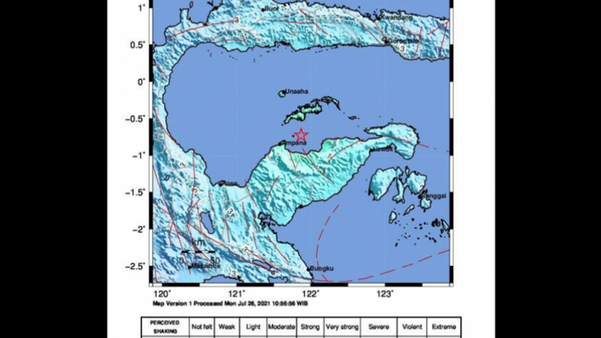 زلزال 5.2 متر في بولايمو بسبب اخضاع صفيحة البحر سولاويزي
