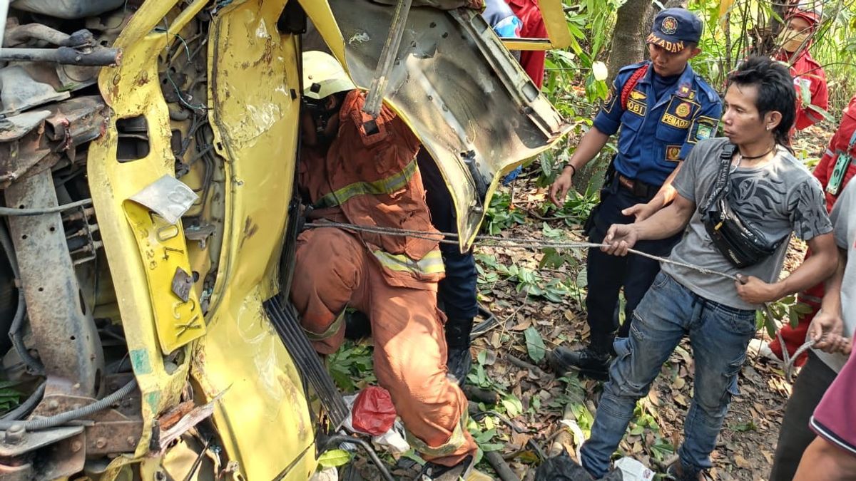 眠い、トラック運転手が木にぶつかり、体が圧迫された