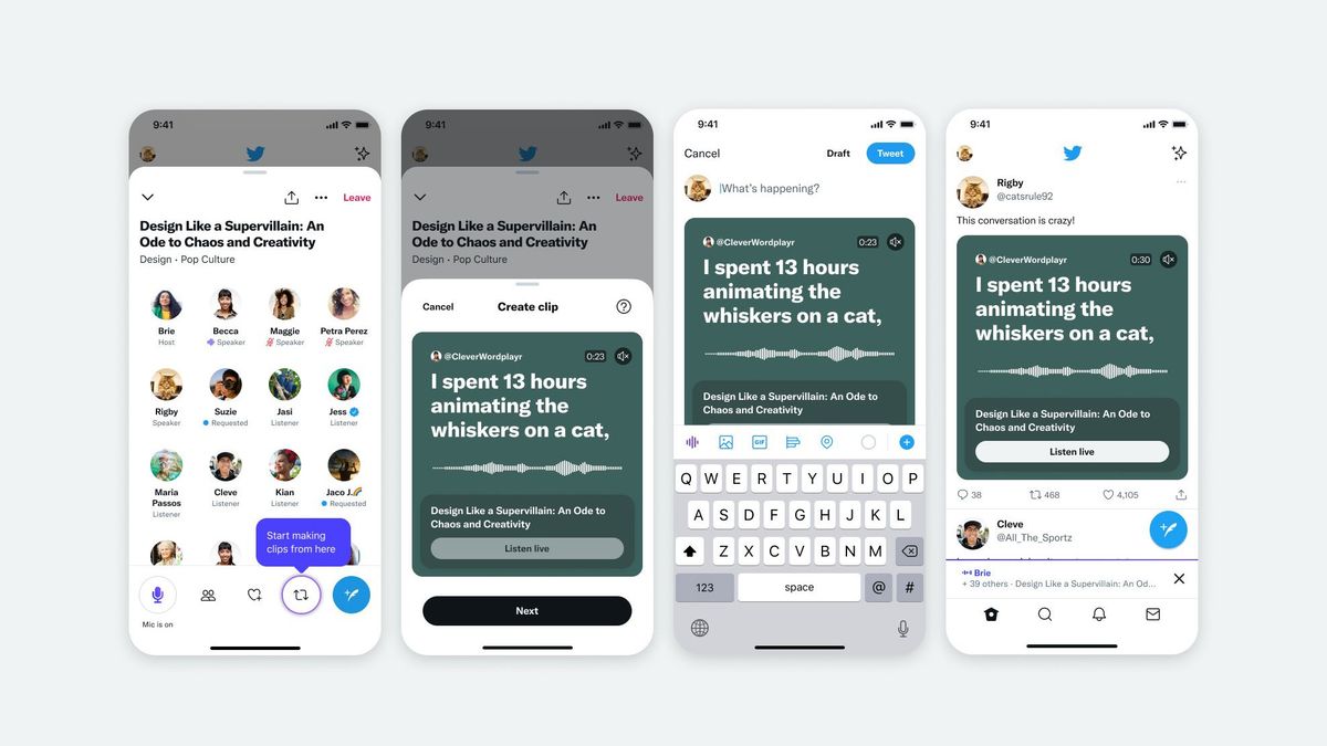 Twitter 试用版允许主持人共享录制空间中的剪辑