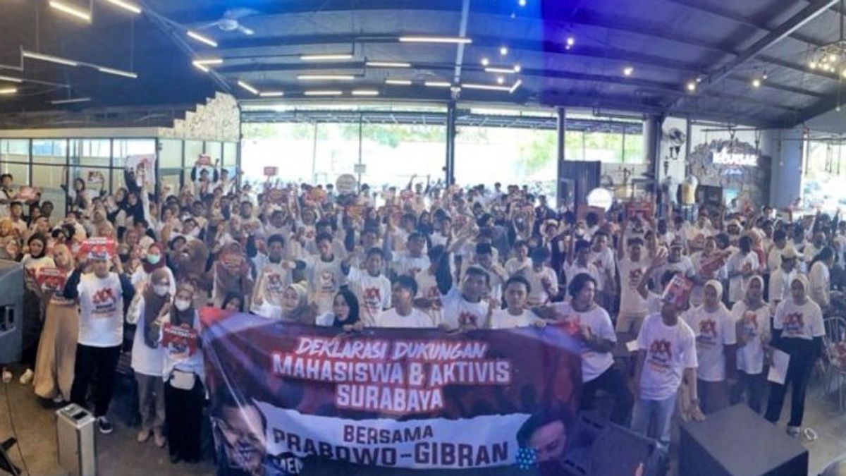 Students And Activists Throughout East Java Declaration Support Prabowo-Gibran