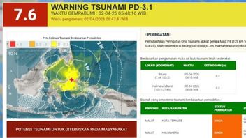 Grand tremblement de terre de M7,6 Bitung, BNPB: Tsunami et 2 secousses subséquentes