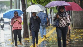 期待は傘に囲まれています!木曜日の午後、ジャカルタ全体が雨が降っていました