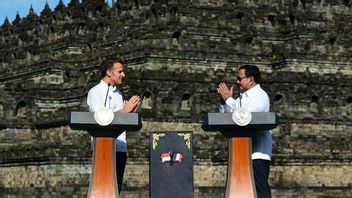 Momen Langka: Presiden Prancis Macron Sentuh Patung Budha di Puncak Candi Borobudur