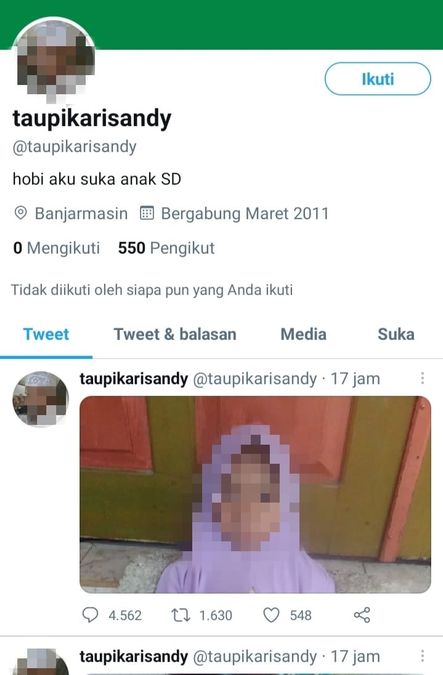 Warga Twitter Ramai-ramai Adukan Akun 'Hobi Aku Anak SD' ke Polri, Posting Foto Tak Senonoh dengan Bocah Berjilbab