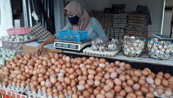 قبل عيد الميلاد ورأس السنة الجديدة، ارتفع سعر بيض الدجاج في سوق باتوراخا أوكو سومسيل Rp7,000 للكيلوغرام الواحد