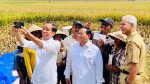 Berlatar Padi yang Menguning, Ganjar dan Prabowo Tertawa Lepas Saat Diajak Jokowi Berfoto, Sebuah Sinyal?
