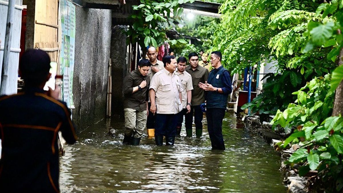 Presiden Prabowo Berjalan Kaki di Genangan Air, Tinjau Korban Banjir di Bekasi