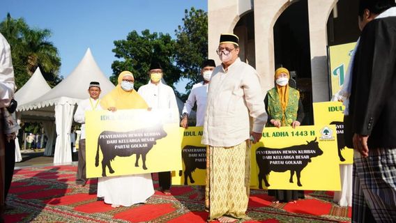 Bagikan Langsung 93 Sapi, 48 Kambing Kurban, Airlangga Hartarto: Dalam Situasi PMK, Golkar Ingin Memberi Bagi yang Membutuhkan