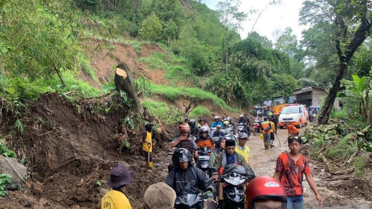 BPBD Cianjur Turunkan Alat Berat Buka Akses Jalan Penghubung Tertutup Longsor di Cibeber