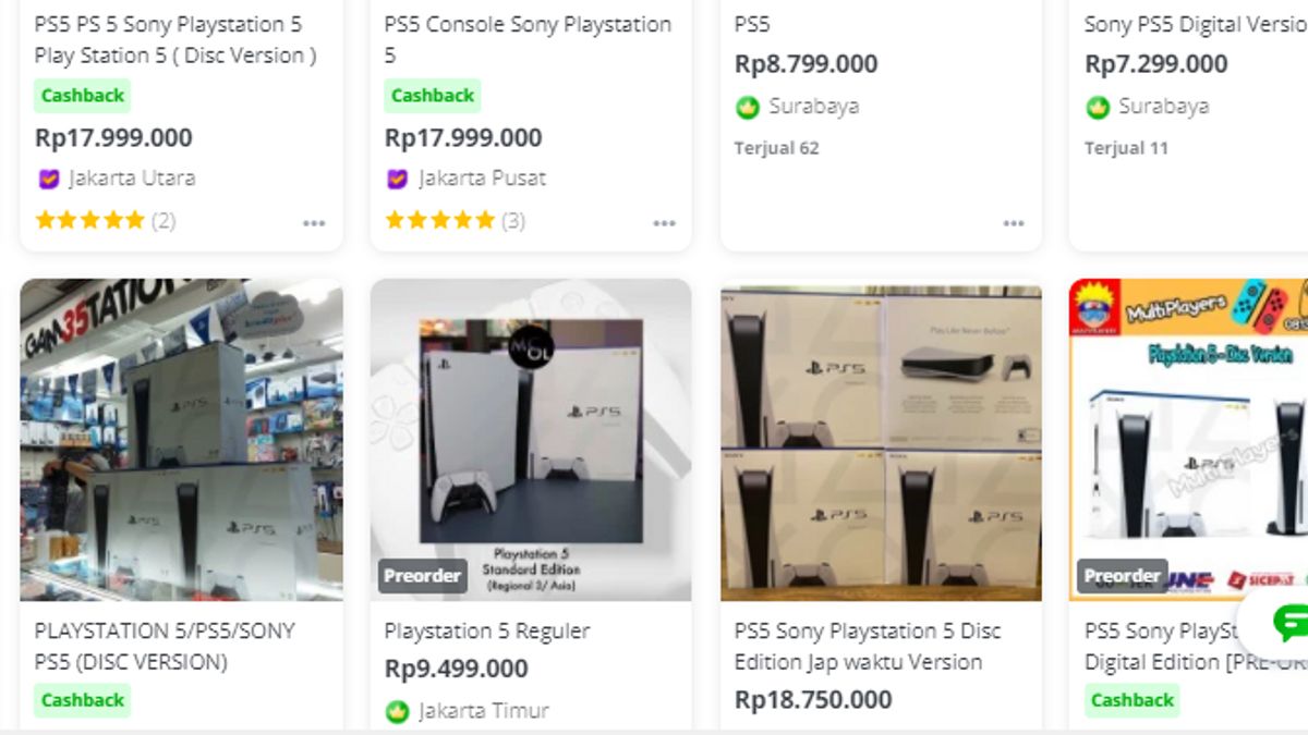 PS5价格飙升，部分售价高达1800万印尼盾