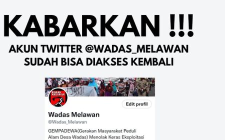 Admin Lega, Akun @Wadas_Melawan Kembali Bisa Diakses Setelah Twitter Mengakui Kesalahannya