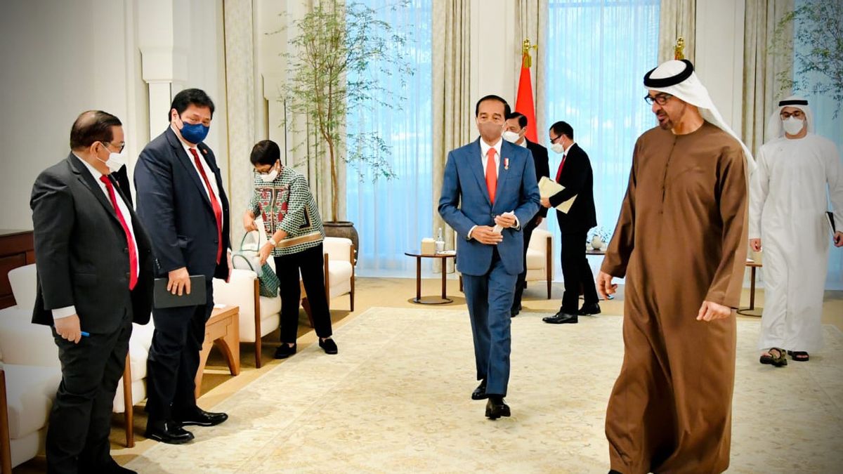 President Jokowi, Coordinating Minister Airlangga, And A Number Of Ministers Meet With Abu Dhabi Crown Prince Mohammed Bin Zayed, Encourage Investment Cooperation